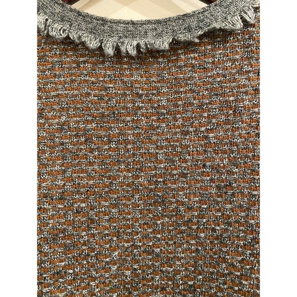 Betty Barclay Women’s Cardigan Ruffle Trim Brown Gray Knit Tweed Button Front - Picture 7 of 9